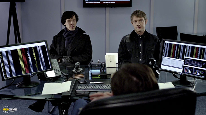 A still #14 from Sherlock: Series 1 (2010) With Martin Freeman And Benedict Cumberbatch
