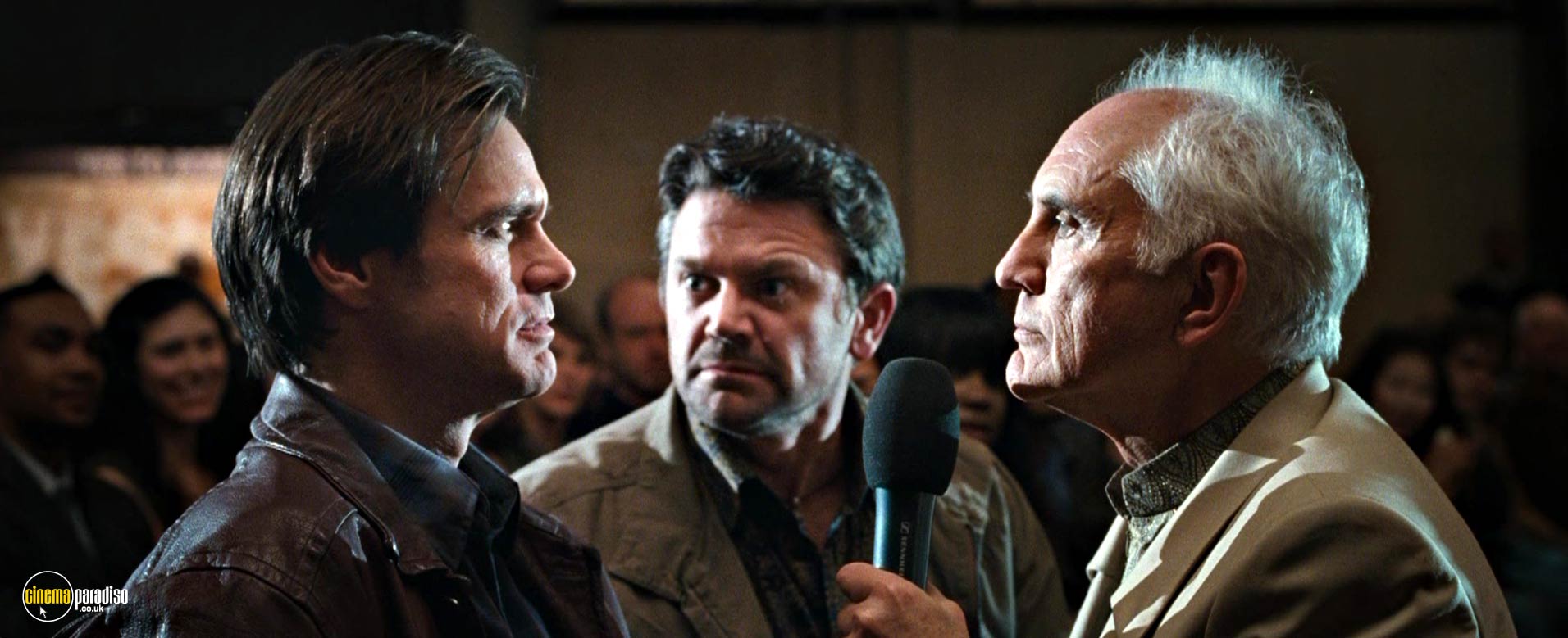A still from Yes Man (2008) With Terence Stamp, Jim Carrey And John Michael Higgins