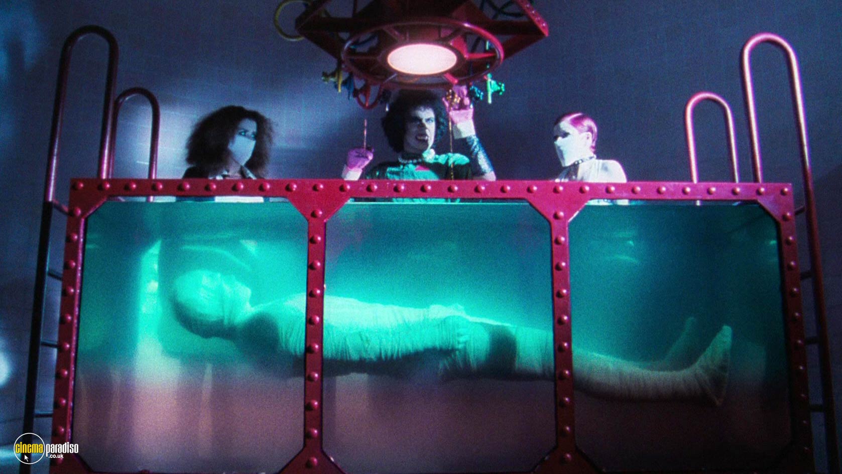 A still from The Rocky Horror Picture Show (1975) With Tim Curry