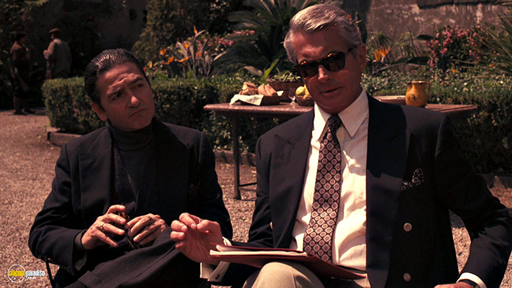 A still #4 from The Godfather: Part III (1990) With George Hamilton And Don Novello