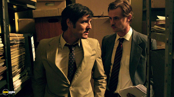 A still #43 from Narcos: Series 1 (2015) With Boyd Holbrook And Pedro Pascal