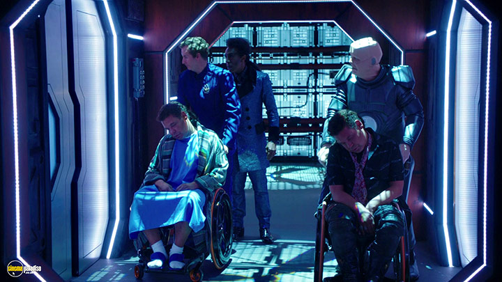 A still #21 from Red Dwarf: Series 11 (2016) With Robert Llewellyn, Danny John-Jules, Chris Barrie And Craig Charles